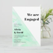 ミントグリーンウォーター色ストライプ婚約パーティ 招待状 (スタンド正面)