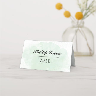 ミントグリーンウォーター色スプラッシュ結婚ズ プレイスカード