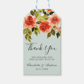 ミントグリーンウォーター色バラ結婚ズサンキュー ギフトタグ (正面)
