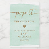 ミントグリーンウォーター色ベビーシャワーボトルラベル ワインラベル (シングルラベル)