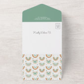 ミントグリーンウォーター色ボホレインボーベビーシャワー オールインワン招待状 (外側)