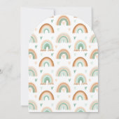 ミントグリーンウォーター色レインボーアーチベビーシャワー 招待状 (裏面)
