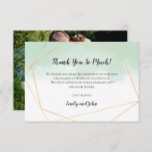 ミントグリーンウォーター色金ゴールド幾何学的な写真 サンキューカード (正面/裏面)