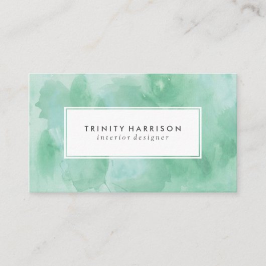 ミントグリーンウォーター色 | Chic モダン 名刺 (正面)