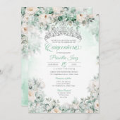 ミントグリーンエレガントウォーターカラーフローラキンセアニラ 招待状 (正面/裏面)