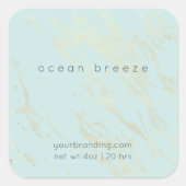 ミントグリーンエレガントキャンドル化粧品ステッカーラベル スクエアシール (正面)