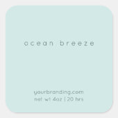 ミントグリーンエレガントキャンドル化粧品ステッカーラベル スクエアシール (正面)