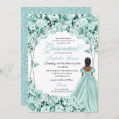 ミントグリーンエレガントフローラキンセアニェラ 招待状 (正面/裏面)