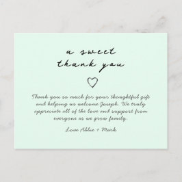 ミントグリーンエレガントベビーサンキューカード ポストカード