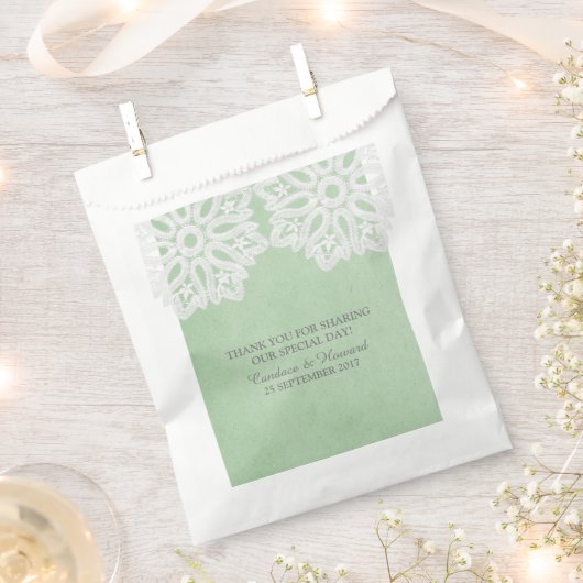 ミントグリーンエレガントレースフェイバーバッグ フェイバーバッグ (クリップ留めされた状態)