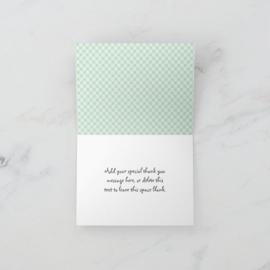 ミントグリーンエレファントおむつベビーシャワーありがとう サンキューカード (内部)