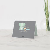 ミントグリーンエレファントおむつベビーシャワーありがとう サンキューカード (裏面)