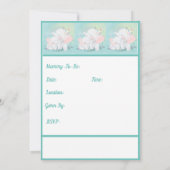 ミントグリーンエレファントボーイガールベビーシャワー 招待状 (裏面)