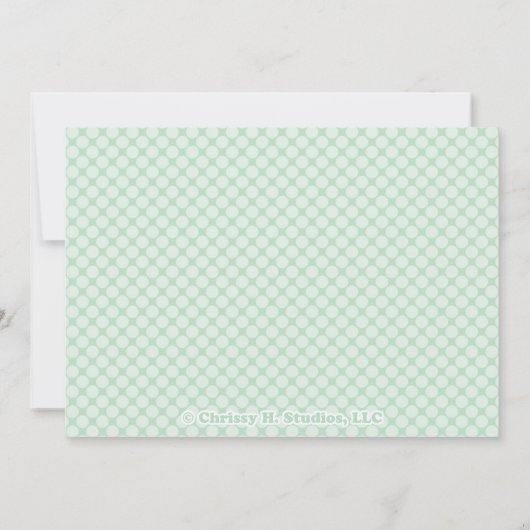 ミントグリーンエレファントリトルバードベビーシャワー 招待状 (裏面)