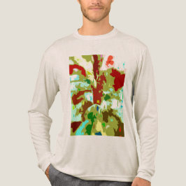 ミントグリーンオリーブレッド抽象芸術ファンタジー花 トライブレンドTシャツ