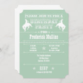 ミントグリーンカウボーイロデオ誕生日パーティーの招待状 招待状 (正面/裏面)