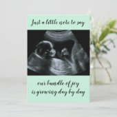 ミントグリーンカスタムソノグラム写真妊娠 案内状 (スタンド正面)