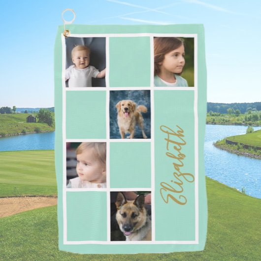 ミントグリーンカスタムテンプレートファミリーの写真 ゴルフタオル