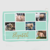 ミントグリーンカスタムテンプレートファミリーの写真 ゴルフタオル (横)