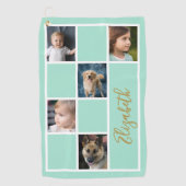 ミントグリーンカスタムテンプレートファミリーの写真 ゴルフタオル (正面)