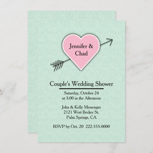 ミントグリーンカップルズウェディングシャワー招待状 招待状 (正面/裏面)
