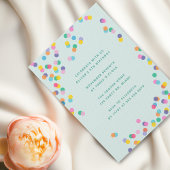 ミントグリーンカラフル紙吹雪子供の誕生日パーティー 招待状