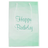 ミントグリーンカラーエレガントハッピーバースデー ミディアムペーパーバッグ (正面)