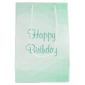 ミントグリーンカラーエレガントハッピーバースデー ミディアムペーパーバッグ (裏面)