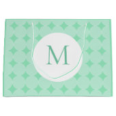 ミントグリーンカラーモノグラムエレガントモダンテンプレート ラージペーパーバッグ (正面)