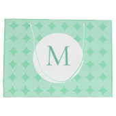 ミントグリーンカラーモノグラムエレガントモダンテンプレート ラージペーパーバッグ (裏面)