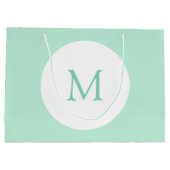 ミントグリーンカラーモノグラムモダンエレガントトレンディー ラージペーパーバッグ (裏面)
