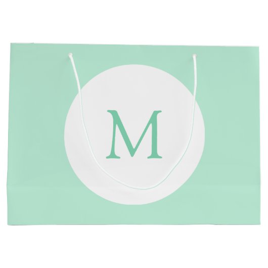 ミントグリーンカラーモノグラムモダンエレガントトレンディー ラージペーパーバッグ (裏面)