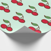 ミントグリーンクリスマスさくらんぼ包装紙 ラッピングペーパー (角)