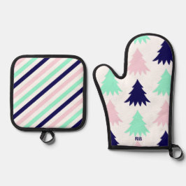 ミントグリーンクリスマス 鍋つかみ&鍋敷きセット