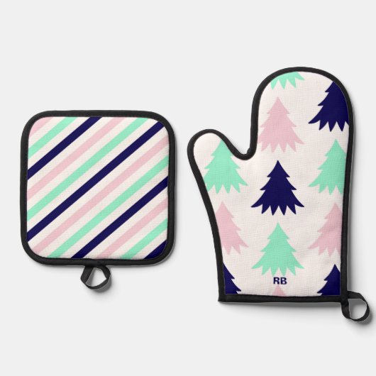 ミントグリーンクリスマス 鍋つかみ&鍋敷きセット (正面)