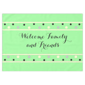 ミントグリーンクリームグレー水玉模様フレンズ テーブルクロス (正面(横))