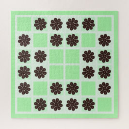 ミントグリーンクリーム及びチョコレートチップキルトパターン ジグソーパズル