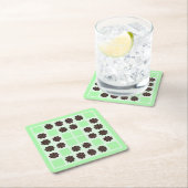 ミントグリーンクリーム及びチョコレートチップキルトパターン スクエアペーパーコースター (インサイチュ)