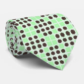 ミントグリーンクリーム及びチョコレートチップキルトパターン ネクタイ (ロール)
