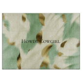 ミントグリーンクリーム金ゴールド牛革 カッティングボード (正面)