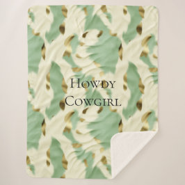 ミントグリーンクリーム金ゴールド牛革 シェルパブランケット