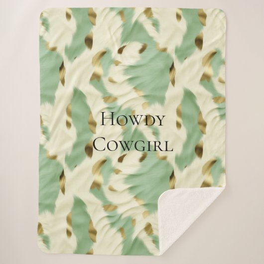 ミントグリーンクリーム金ゴールド牛革 シェルパブランケット (正面)