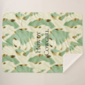 ミントグリーンクリーム金ゴールド牛革 シェルパブランケット (正面(横))