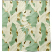 ミントグリーンクリーム金ゴールド牛革 シャワーカーテン (正面)