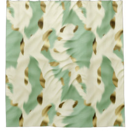ミントグリーンクリーム金ゴールド牛革 シャワーカーテン