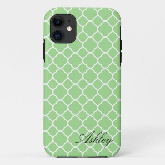 ミントグリーンクローバーパターンモノグラム Case-Mate iPhoneケース (裏面)