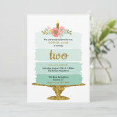 ミントグリーングラデーションケーキ2nd誕生日2 招待状 (スタンド正面)