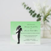 ミントグリーングラデーションシルエットフォーマルウェディング 招待状 (スタンド正面)