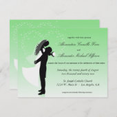 ミントグリーングラデーションシルエットフォーマルウェディング 招待状 (正面/裏面)