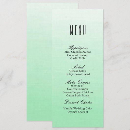 ミントグリーングラデーション | の結婚ディナーメニュー メニュー (正面/裏面)